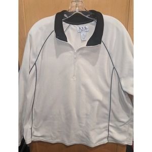 New York Laundry Womens‎ Fleece 1/4 zip White/black 2X Long Sleeve